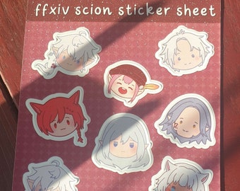 Feuille d'autocollants Scion à tête de chibi FFXIV
