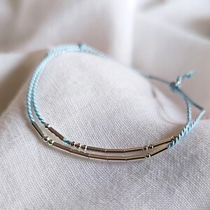 Gepersonaliseerde morsecodearmband in zilver en zijde