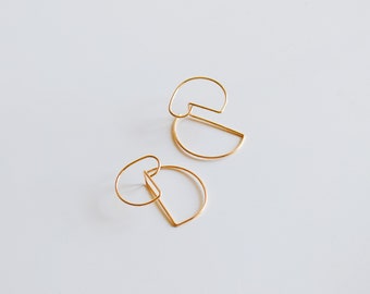Architectural geometric earrings in 14k gold filled DALI model