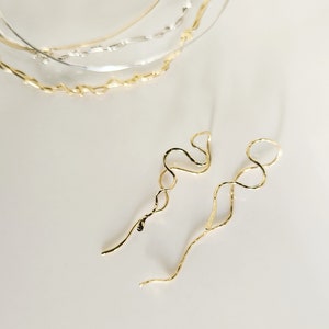 14k laminated gold snake earrings gold filled image 3