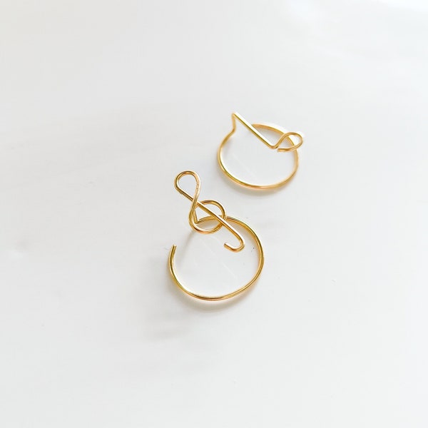 Boucles d'oreilles notes de musique en or laminé 14k