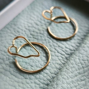 Architectural heart earrings in 14k gold filled rolled gold image 1