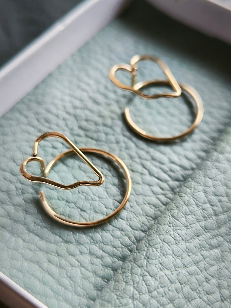 Architectural heart earrings in 14k gold filled rolled gold image 1