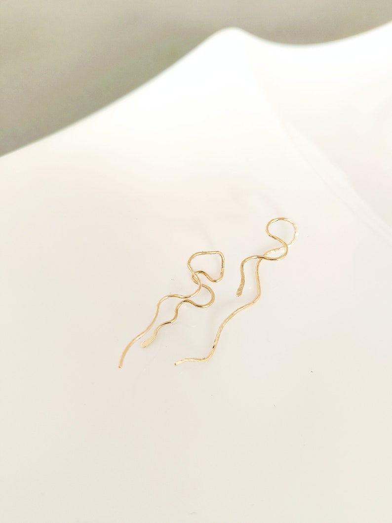 14k laminated gold snake earrings gold filled image 2