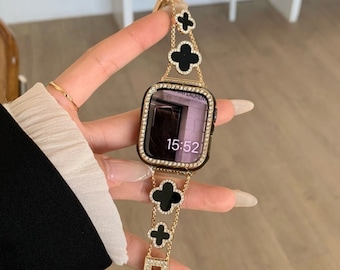 Bracelet bling diamant or noir Apple Watch Bracelet pare-chocs protection femmes iWatch bande de rechange 41 mm 45 mm 49 mm série 9 8 7 6