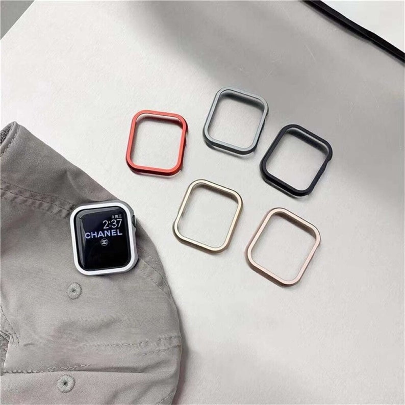 Funda de aluminio para Apple Watch, cubierta plateada, rosa, dorada, negra, parachoques de 49mm, 45mm, 41mm, 40mm, serie 1, 2, 3, 4, 5, 6, 7, 8, 9 SE, protección contra golpes imagen 4