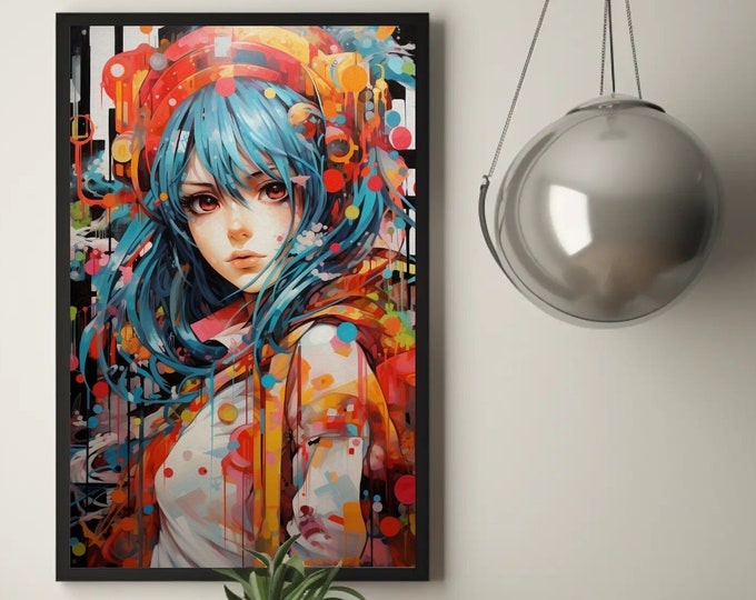 Manga Anime Neon Pop Art Poster Anime Art Japanese Anime Art Gift for Manga and Anime lovers Anime Geek Colorful It-Piece