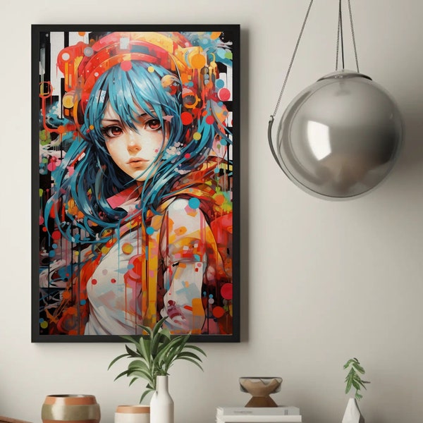 Manga Anime Neon Pop Art Poster Anime Art Japanese Anime Art Gift for Manga and Anime lovers Anime Geek Colorful It-Piece