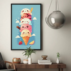 Süße und niedliche Kawaii Eiswaffel, süße und niedlich, Geschenk für jeden, Kawaii Stil, Pink, absoluter Hingucker, Kawaii Geek, Eiscreme