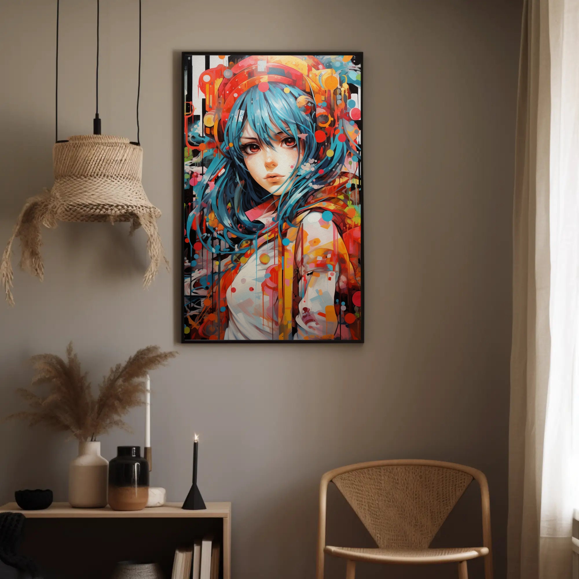 Manga Anime Neon Pop Art Poster Anime Art Japanese Anime Art Gift for