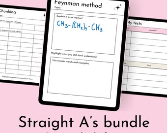 STRAIGHT A’s BUNDLE | Printable study sheets, methods + study planner