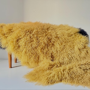 Luxurious Mongolian fur throw / bed duster / chair cover / display / accent piece - premium Tibetan curly sheepskin - Sandstorm