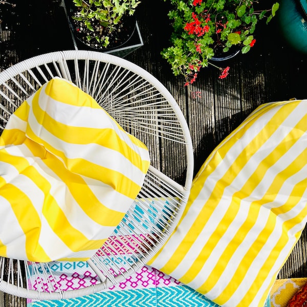 Coussins de sol en peluche à gros grains - Confort élégant pour chaque espace | Luxury Beanbag Company - Lemon Sherbert