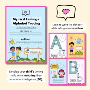 My First Feelings Alphabet Tracing Printable | A-Z Emotions for Kids | Emotional Learning Worksheets | Preschool PDF | 15 Pages