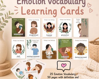 Gefühlskarten zum Ausdrucken für Kinder | Karteikarten zur Emotionserkennung | Unterstützung der sozialen und emotionalen Entwicklung für Zuhause und Schule