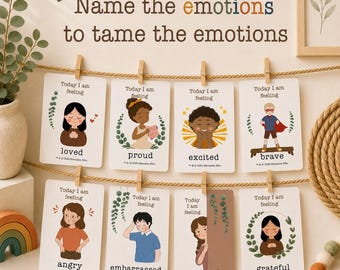 Emotion Vocabulary Cards for Kids | Feelings Flashcards | Learn Emotional Words | Speech Therapy Cards | SEL Activities