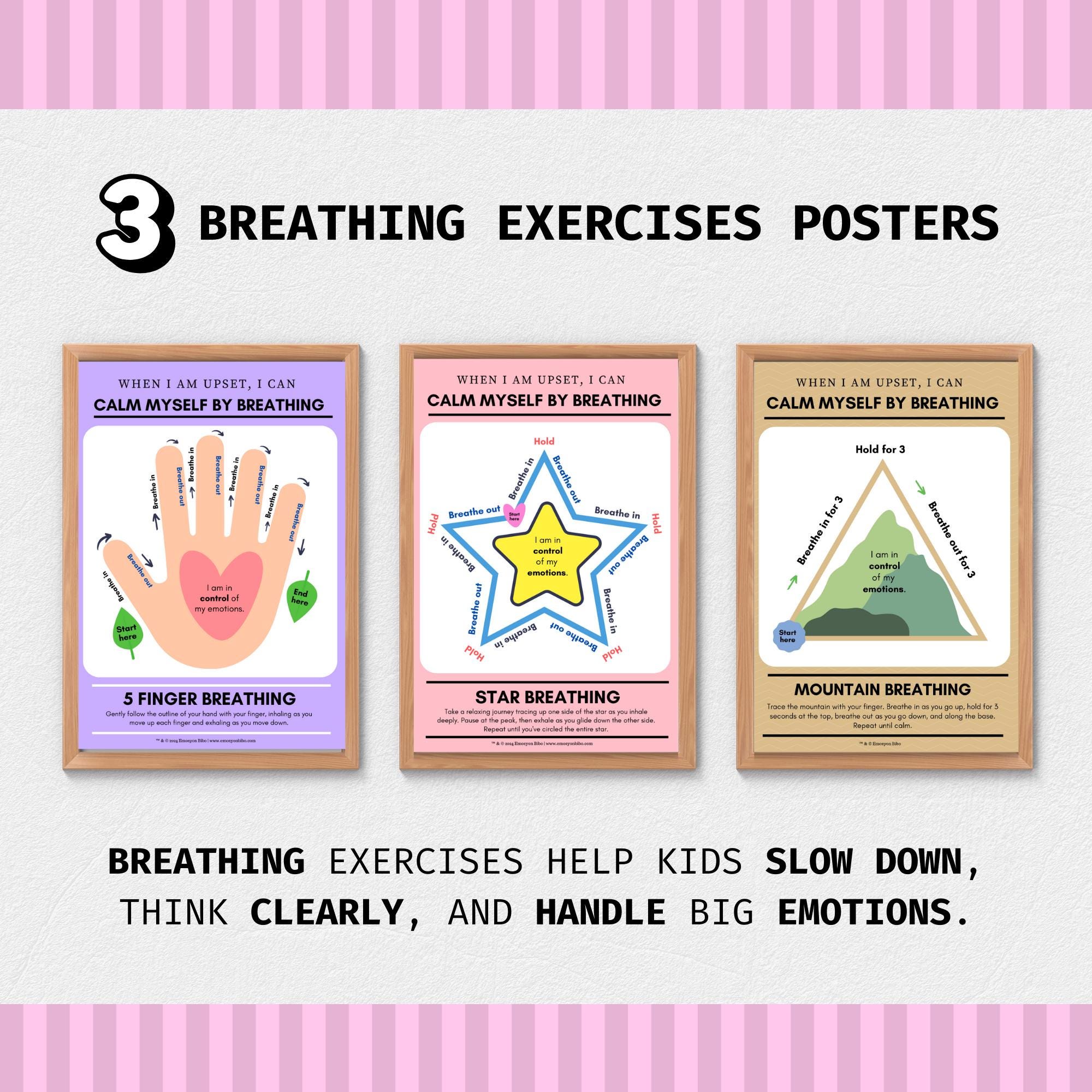 Breathing Exercise Posters for Kids Coping Skills Printable PDF - Etsy