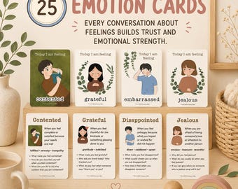 Gefühlskarten für Kinder | Druckbare Gefühlskarten für die sozial-emotionale Entwicklung im Vorschulalter | Aktivität zur Emotionsregulation | Karten für die Ruhezone (PDF)