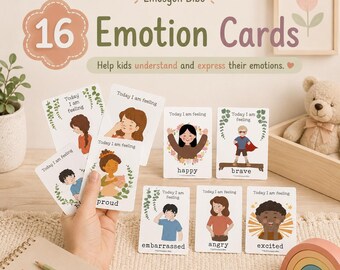 Gefühlskarten zum Ausdrucken für Kinder | Karteikarten zur Gefühlserkennung | Hilfsmittel zur Förderung sozialer und emotionaler Kompetenzen für Lehrkräfte und Homeschooling
