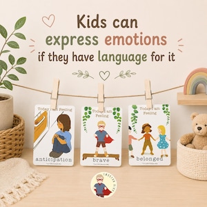 Emotion Flashcards for Kids | 50 Feelings Cards | Social Emotional Learning Activities | Calm Corner Cards | Therapy & Counseling Tool