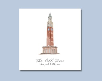 UNC-Chapel Hill Bell Tower | Watercolor Print | Digital Art