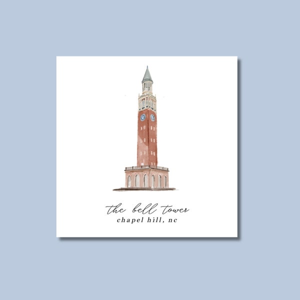 UNC-Chapel Hill Bell Tower | Watercolor Print | Digital Art