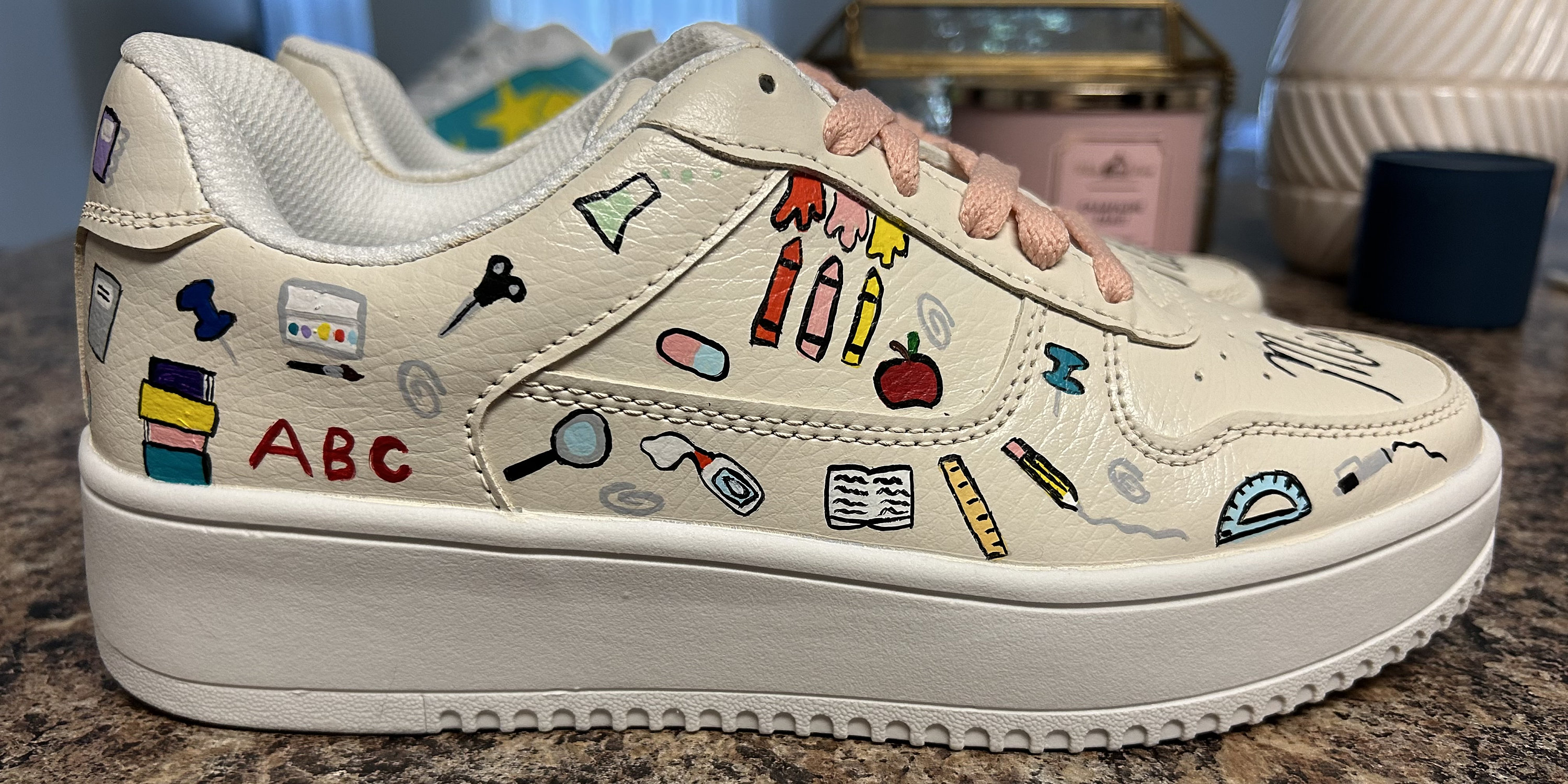 Womens Custom Painted Teacher Tennis Shoes Etsy