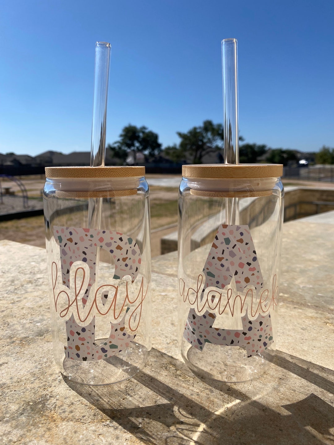Personalized Glass Cup With Bamboo Lid - Etsy