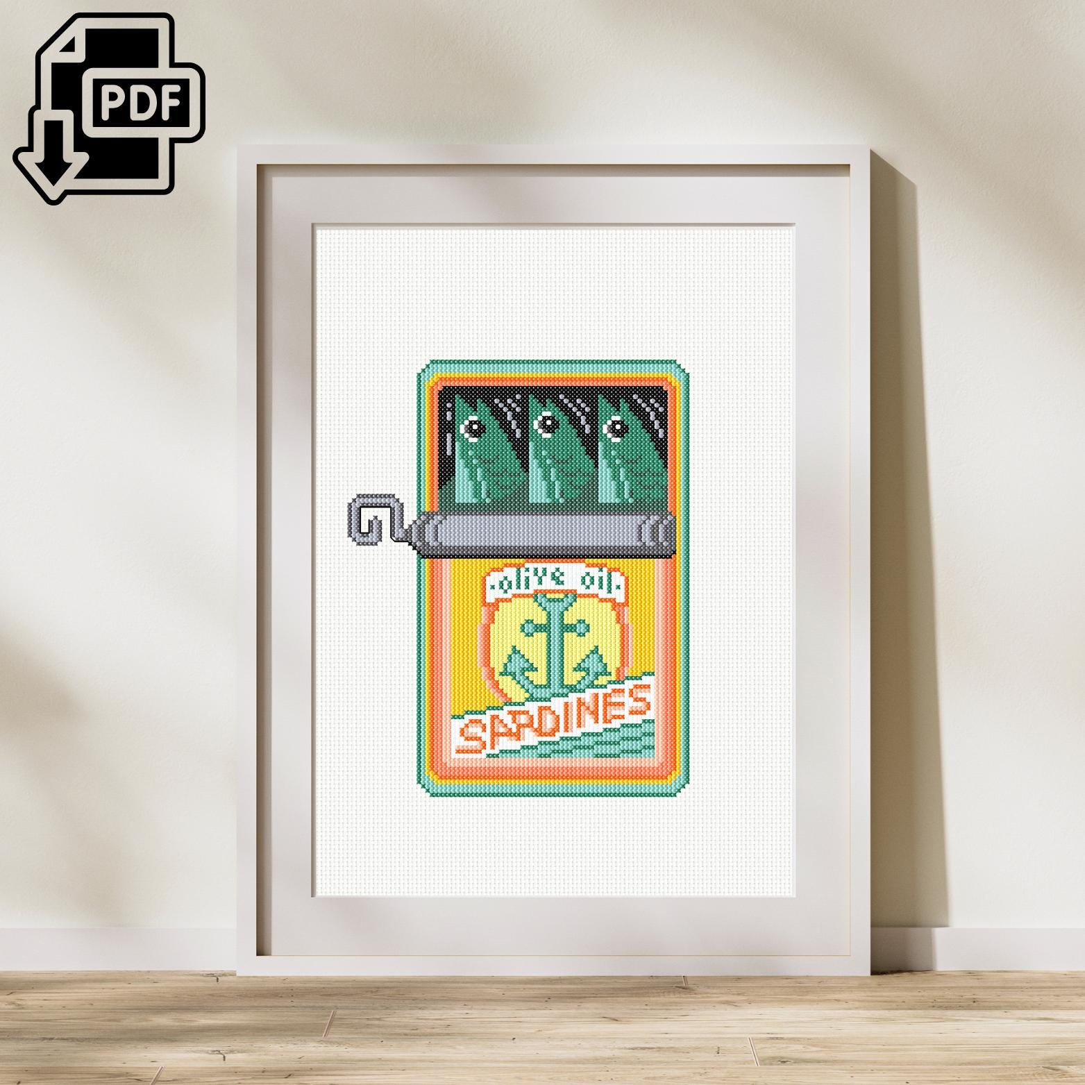Sardines in Tin Cross Stitch Pattern - Fish Embroidery Pattern - Unique DIY  Kitchen Decor - Aida Counted Cross Stitch - Quick EASY Project - Etsy