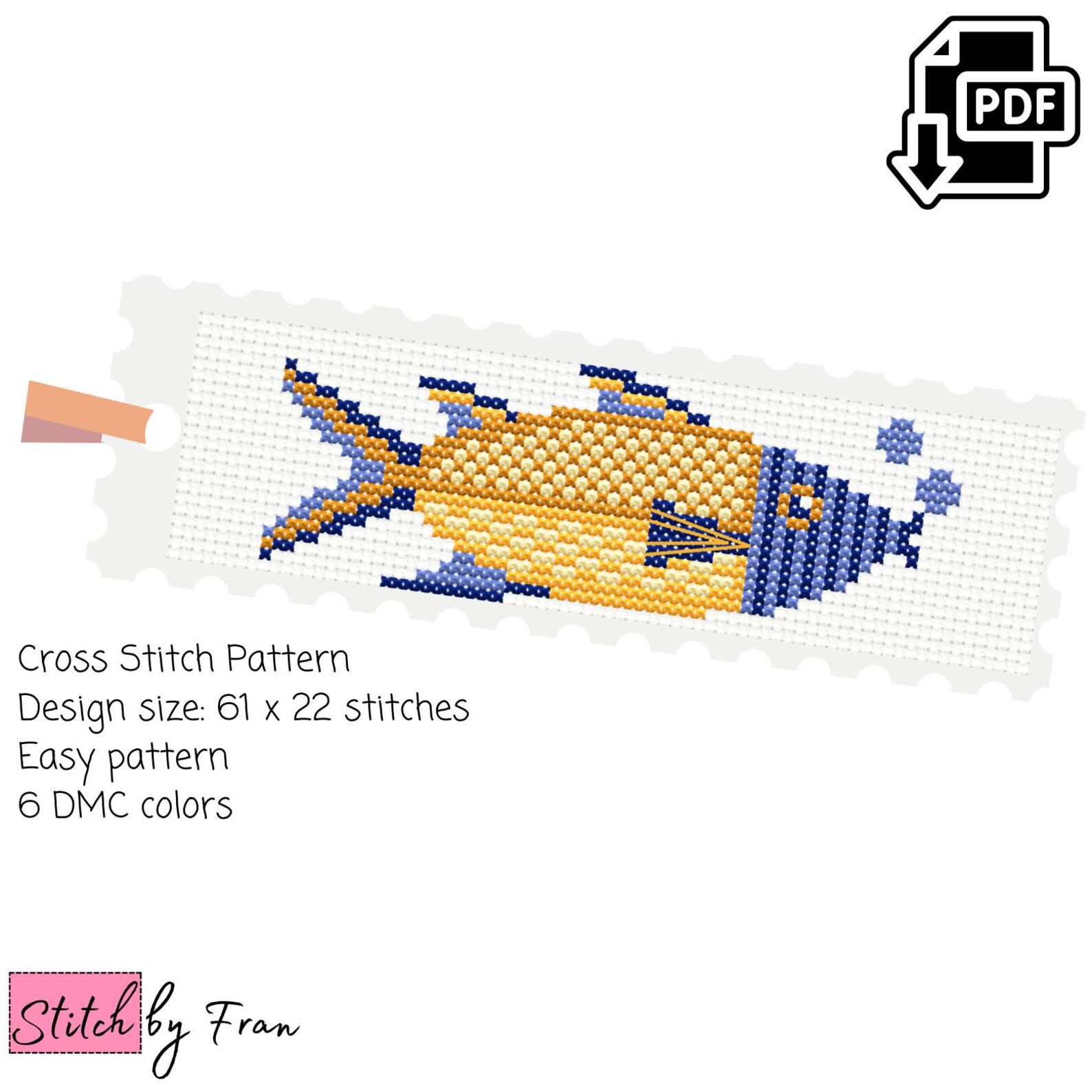 Fish Bookmark Pattern Fish Cross Stitch Bookmark Pattern, Fish Embroidery, Fish Embroidery ...