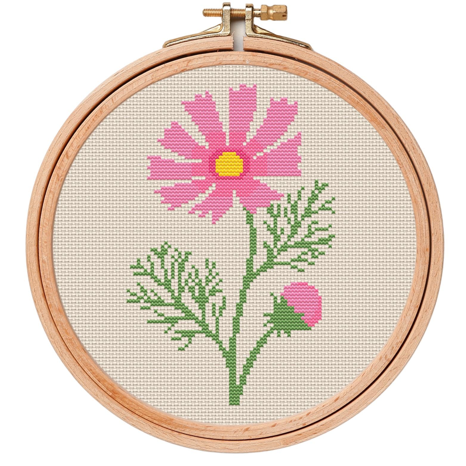 Pink Cosmos Cross Stitch Pattern PDF • October Birth Flower • Floral  Embroidery • Beginner Friendly Instant Download - Etsy
