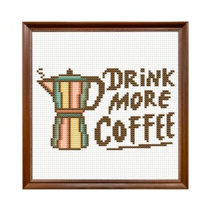 Percolator Coffee Cross Stitch Pattern - Espresso Maker Embroidery - Kitchen Decor - Bialetti Stitching Pattern - DIY Embroidery Project