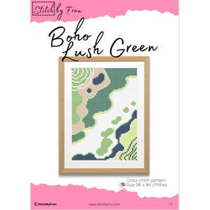 Boho Embroidery Pattern, Green Modern Abstract Embroidery, Bohemian ...