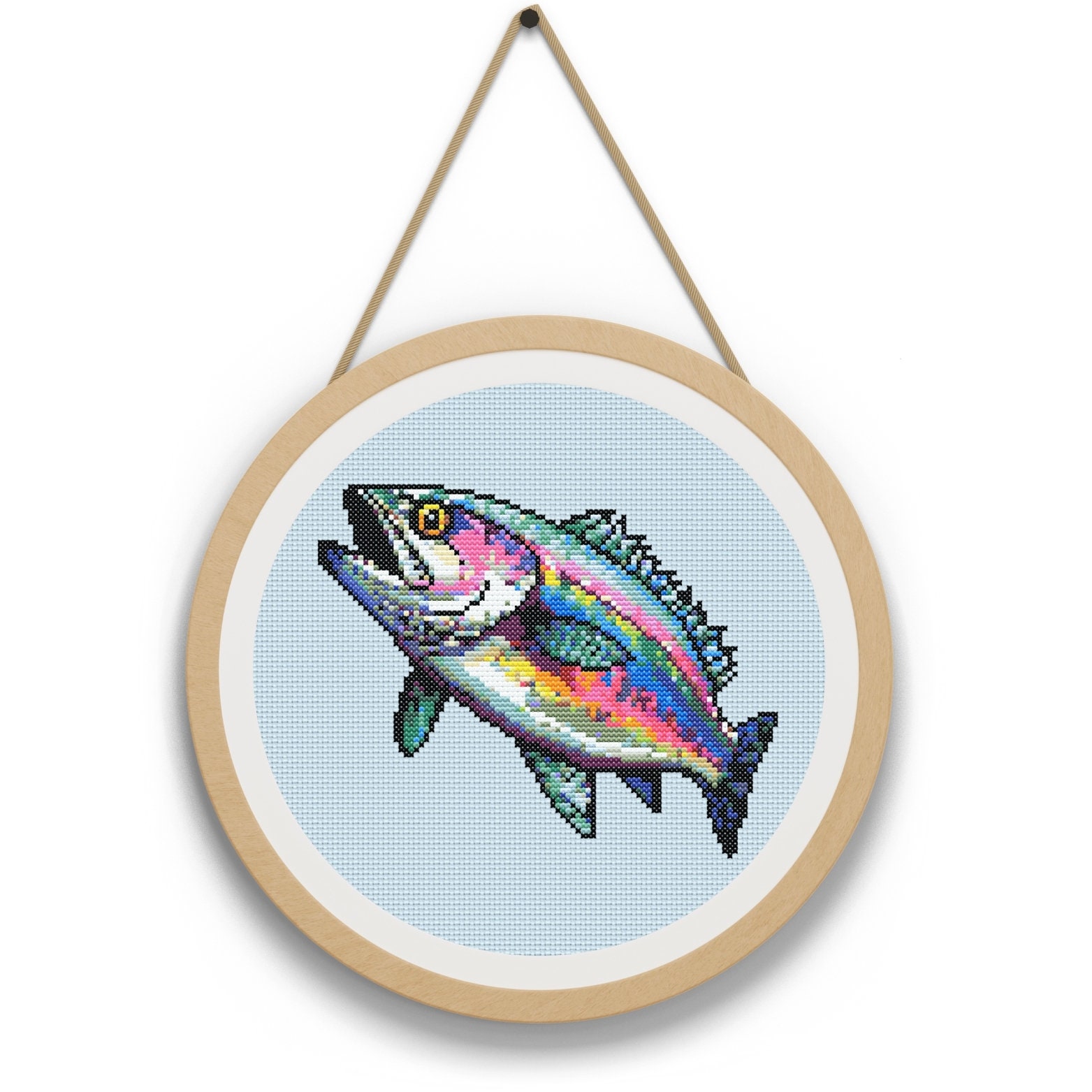 Colorful Fish Cross Stitch Pattern, Multicolor Sea Animal Embroidery ...