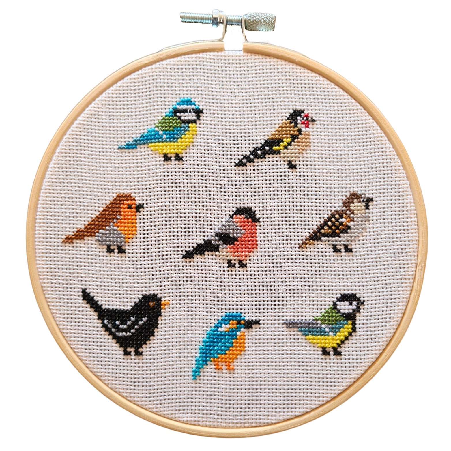 鳥のクロスステッチパターン - 刺繍パターン8個パック - 初心者向けの