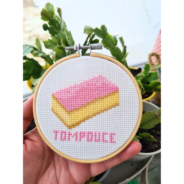 Tompouce Cross Stitch Embroidery Pattern, Stitching Tompouce Pastry, Typically Dutch, Needle craft pattern, Culinary Gift for Baker or Chef
