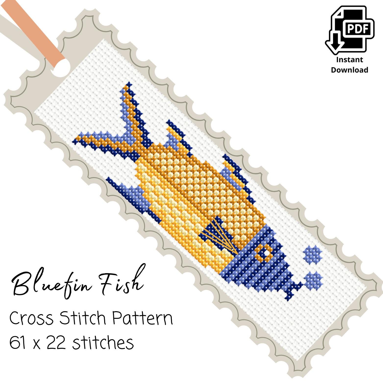 Fish Bookmark Pattern Fish Cross Stitch Bookmark Pattern, Fish Embroidery, Fish Embroidery ...