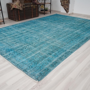 Large Turkish Rug, Muted Oushak Rug 7x10, Handmade Oversize Wool Carpet, Vintage Neutral Rug, Anatolian 7x10 Area Rug,Organic Wool Rug,466