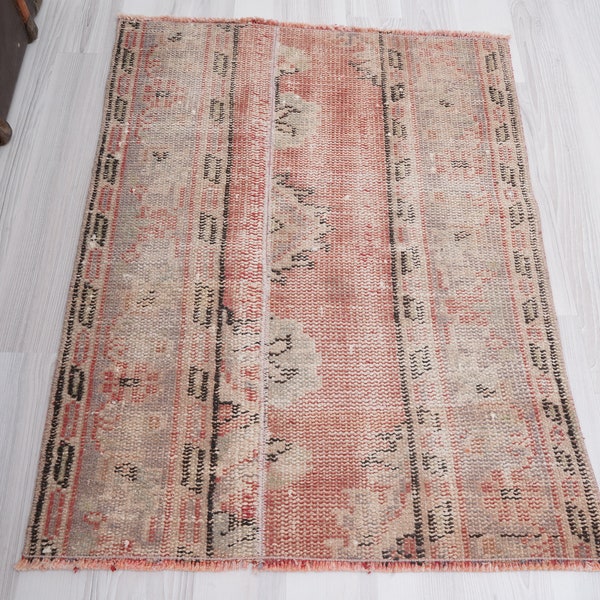 2x3 Rug, Small Oushak Rug, Mini Rug, Turkish Vintage Rug, Anatolian, Wool, Small Rug, Hand-Made, Antique, Natural, Door Mat Rug, Rug 2x3,410