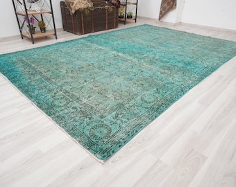 7x10 Rug, Oversize Vintage Rug,Turkish Oushak Rug,Oversize Rug 7x10,Wool Large Rug,Antique Area Rug,Faded Rug 7x10,Large Handmade Rug,958