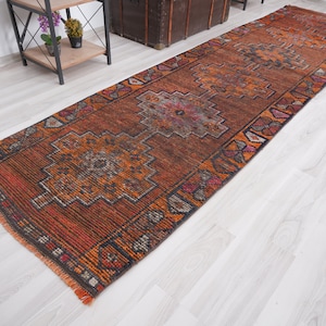 3x11 Vintage Runner, Muted Turkish Runner,Oushak Runner Rug,Natural Runner 3x11,Faded Rug,Carpet Runner,Handmade Runner,Turkish Rug 3x11,272
