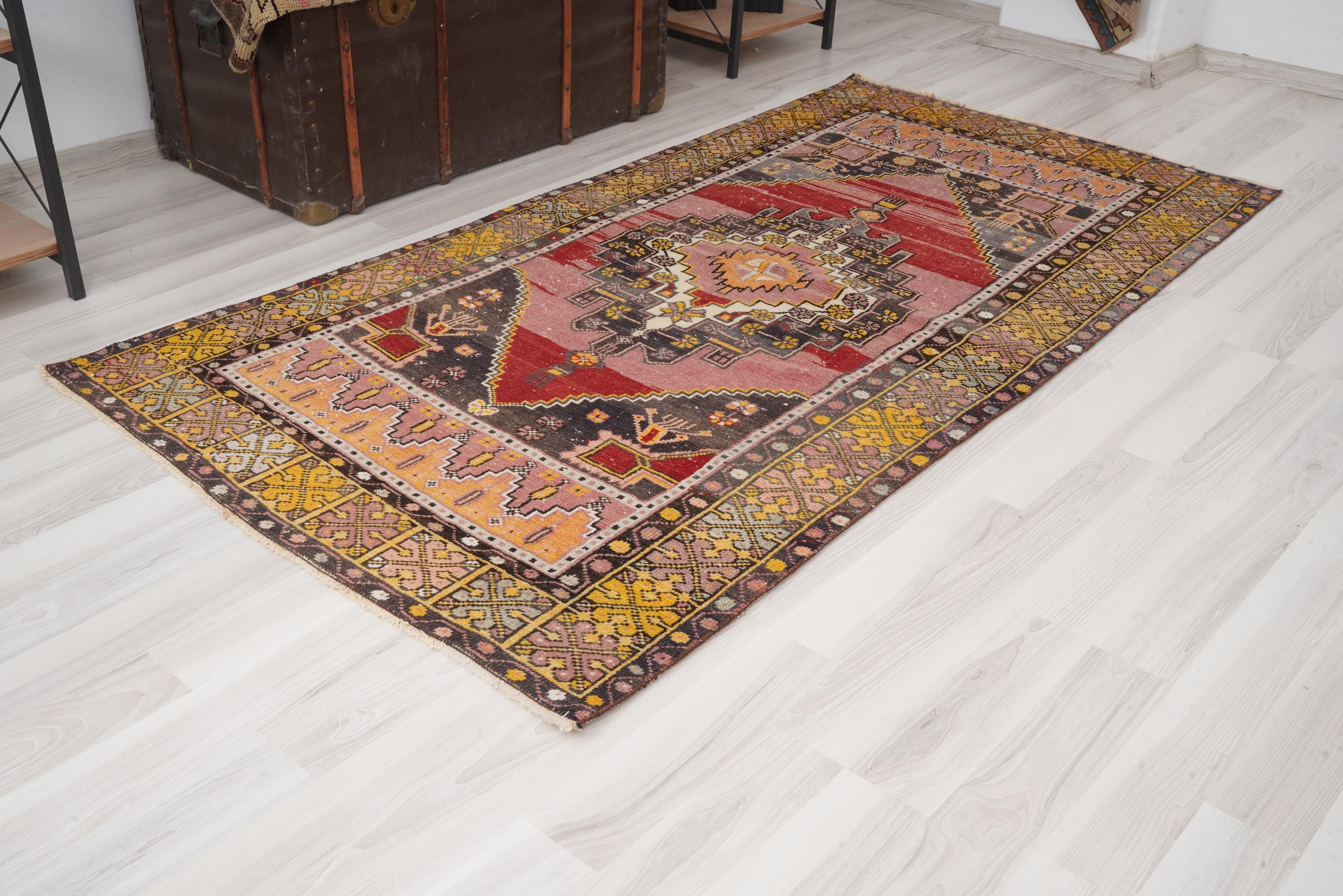 4x7 Rug, Turkish Area Rug, 4x7 Vintage Rug, Muted Oushak Rug, Turkey Carpet,Wool,Antique, Handmade,Anatolian,Natural,Turkish Vintage Rug,820