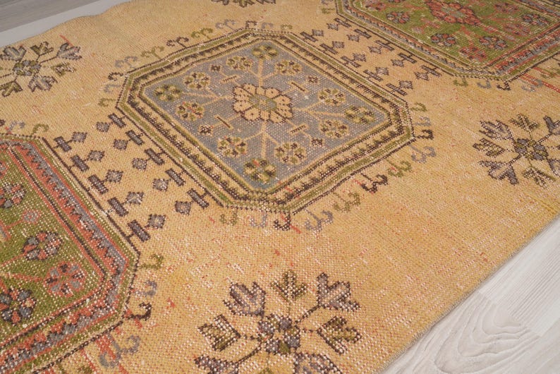 Vloerkleed 3 x 10, Oushak-tapijt loper, Turks loper tapijt, vintage loper 3 x 10, Anatolische loper, handgemaakt vervaagd tapijt, antiek Turks tapijt, Oushak loper, 412 afbeelding 5