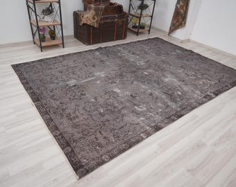 7x10 Rug, Turkish Area Rug,Large Oushak Rug,7x10 Vintage Rug,Oversize Rug,Faded Turkish,Wool,Antique,Handmade,Natural,Turkey,Muted Rug,717
