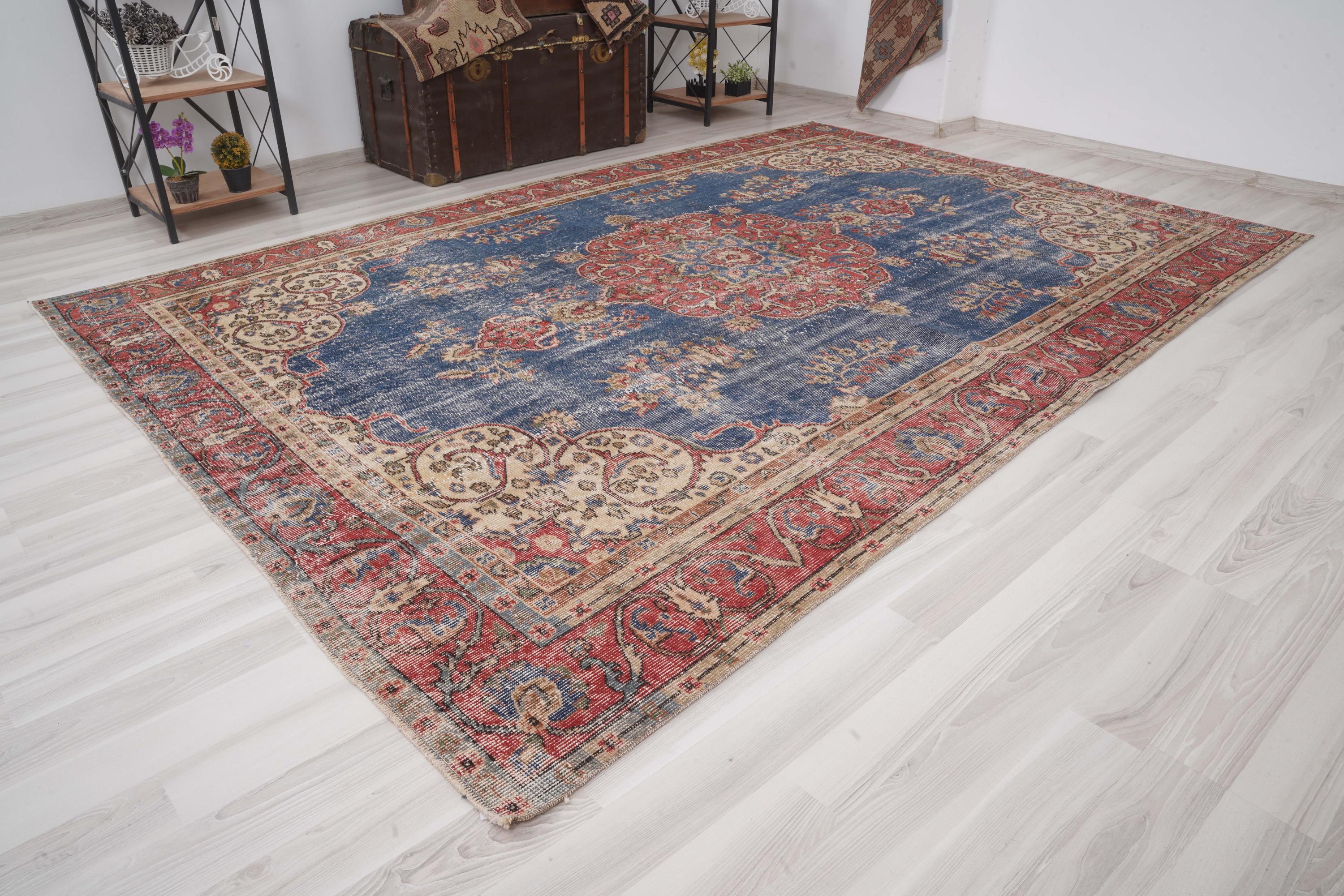 7x10 Rug, Oversize Oushak Rug, Turkish Vintage Rug, Oversize Rug