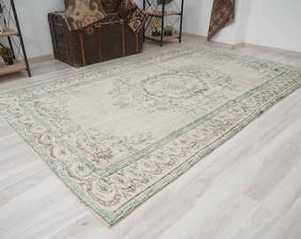 Vintage Area Rug 6x9,Muted Turkish Oushak Rug 6x9,Anatolian Wool Rug,Handmade Antique Turkish Rug,Natural Turkey Rug,Vintage Rug,6x9 Rug,520