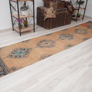 2x11 Vintage Runner, Muted Turkish Runner,Oushak Runner Rug,Natural Runner 2x11,Faded Rug,Carpet Runner,Handmade Runner,Turkish Rug 2x11,522