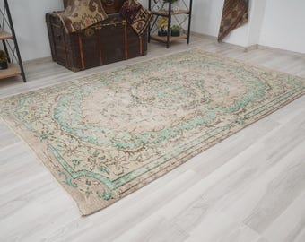 5x8 Vintage Rug, Muted Turkish Rug,Oushak Rug 5x8,Natural Wool Rug,Anatolian Carpet,Turkish Rug 5x8,Antique Area Rug,Faded Rug,Muted Rug,512