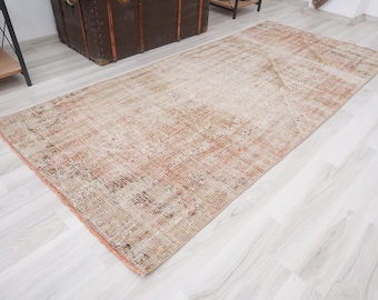 3x7 Rug, Oushak Runner Rug, 3x7 Turkish Rug, Vintage Rug 3x7, Overdyed, Wool, Antique, Handmade,Natural,Turkey,Muted,Turkish Vintage Rug,139
