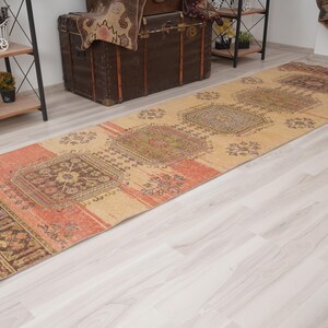 Vloerkleed 3 x 10, Oushak-tapijt loper, Turks loper tapijt, vintage loper 3 x 10, Anatolische loper, handgemaakt vervaagd tapijt, antiek Turks tapijt, Oushak loper, 412 afbeelding 1